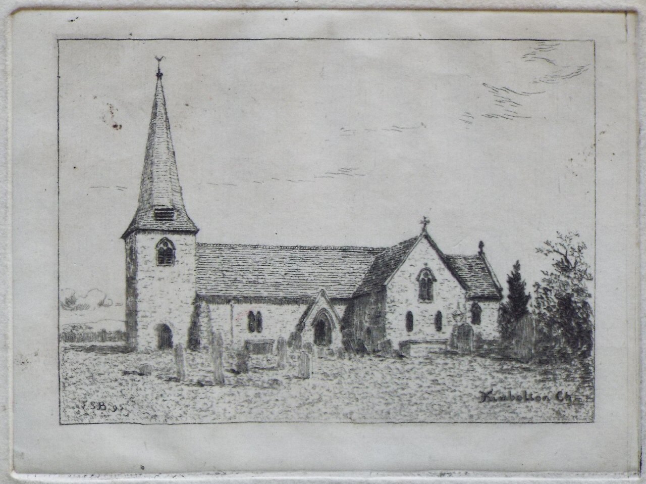 Etching - Kimbolton Church - Bayley